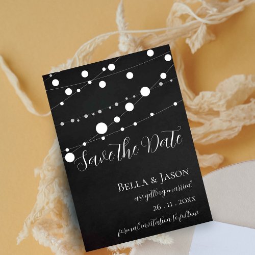 Chalkboard String Lights Wedding Save The Date Magnetic Invitation