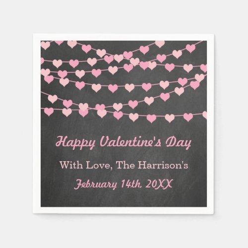 Chalkboard String Love Heart Happy Valentines Day Napkins