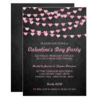 Chalkboard String Love Heart Valentine's Day Party Invitation