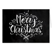 Chalkboard Style Christmas Card - Black/White (Front Horizontal)