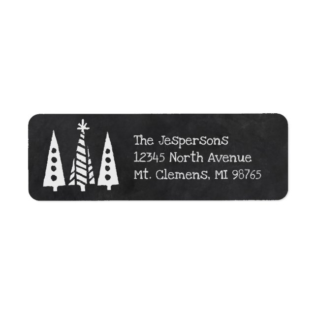 Chalkboard Style Christmas Trees Label (Front)