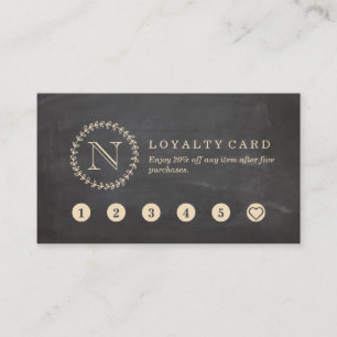 Chalkboard Style Elegant Monogram Loyalty Card