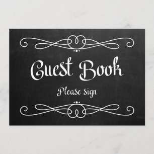 Chalkboard Style "Guest Book" Wedding Sign Invitation