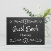 Chalkboard Style "Guest Book" Wedding Sign Invitation (Standing Front)