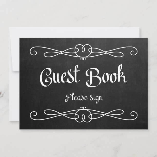 Chalkboard Style "Guest Book" Wedding Sign Invitation (Front)