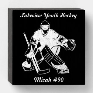 Chalkboard Style Hockey Goalie Signature Wooden Box Sign