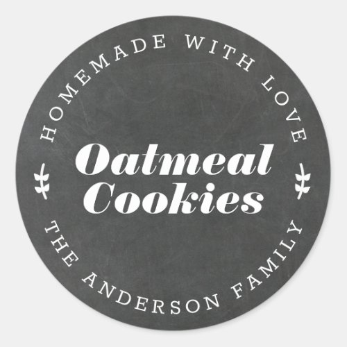 Chalkboard Style Holiday Baking Gift Classic Round Sticker