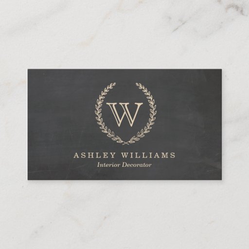 Customizable Chalkboard Style Monogram Business Cards