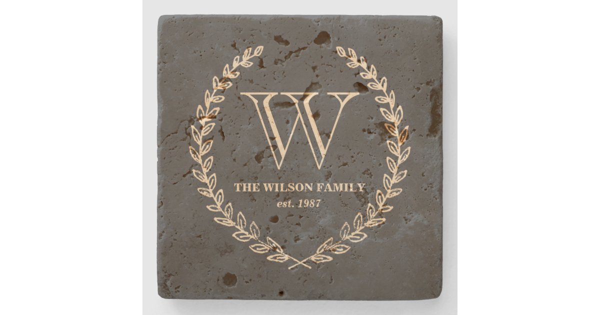 Monogram Tile Coasters Chalkboard Style Monogram Tile Stone Coaster | Zazzle
