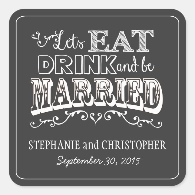 Chalkboard Style Personal Wedding Favor Stickers (Front)