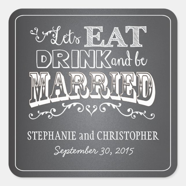 Chalkboard Style Personalized Favor Stickers (Front)