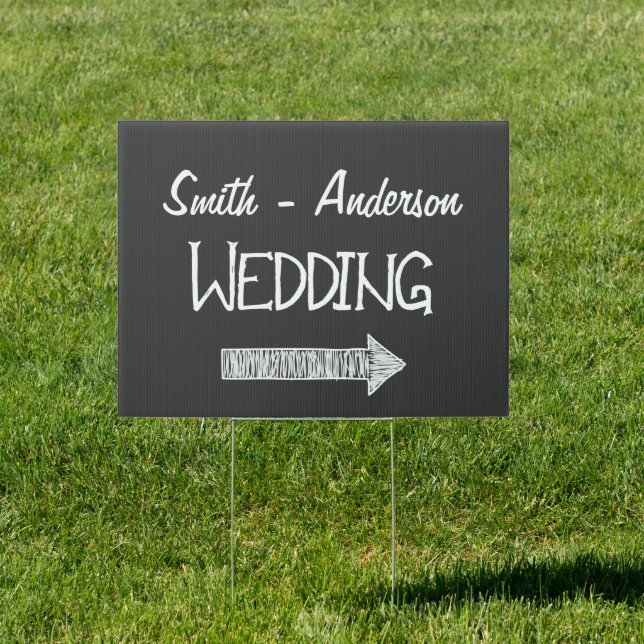 Chalkboard Style Personalized Wedding Direction Sign (Insitu)