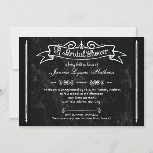 Chalkboard Style Rustic Swirl Bridal Shower Card