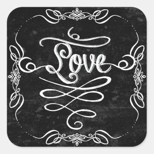 Chalkboard Style Rustic Swirl Couples Shower Card Square Sticker