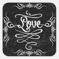 Chalkboard Style Rustic Swirl Couples Shower Card Square Sticker