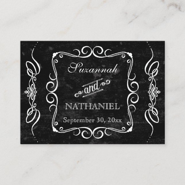 Chalkboard Style Rustic Swirl Gift Registry Cards (Front)