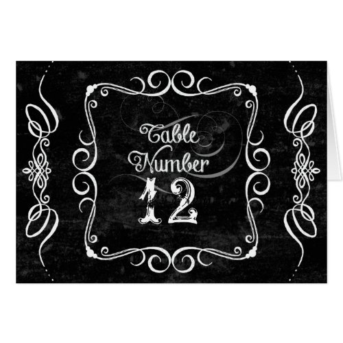 Chalkboard Style Rustic Swirl Table Number Cards