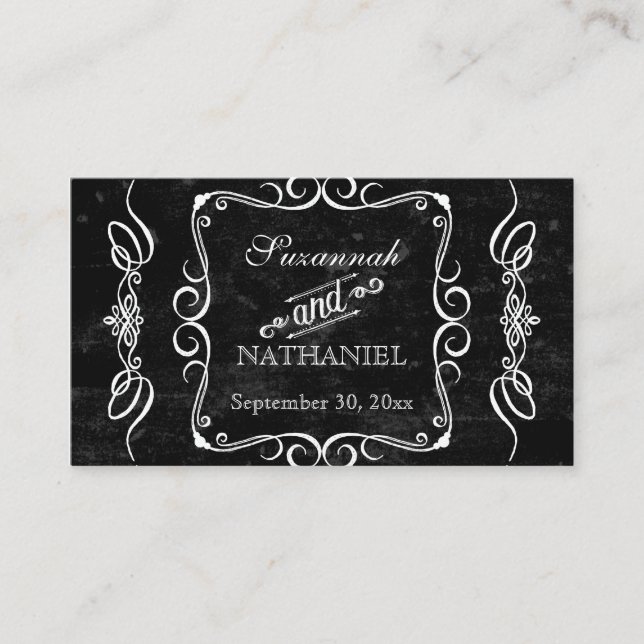 Chalkboard Style Rustic Swirl Table Seating Cards (Front)