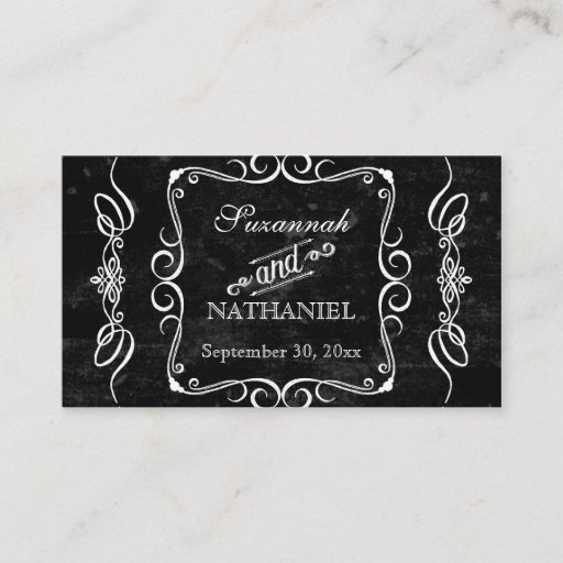Customizable Chalkboard Style Rustic Swirl Table Seating Cards Business Card Template