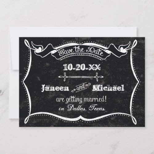 Chalkboard Style Save the Date Announcement Photo