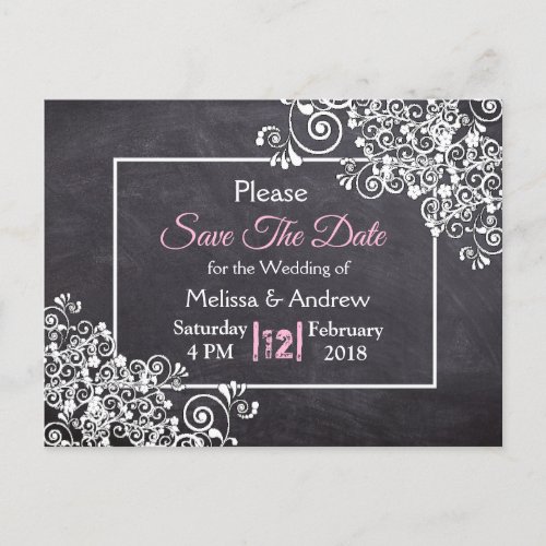 Chalkboard Style Save the Dates postcards