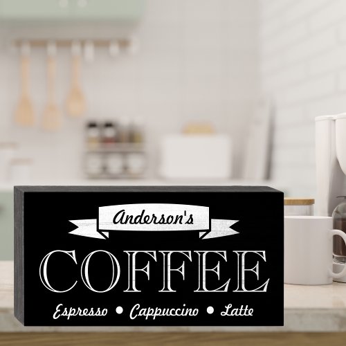 Chalkboard Style Signature Coffee Shop  Wooden Box Sign