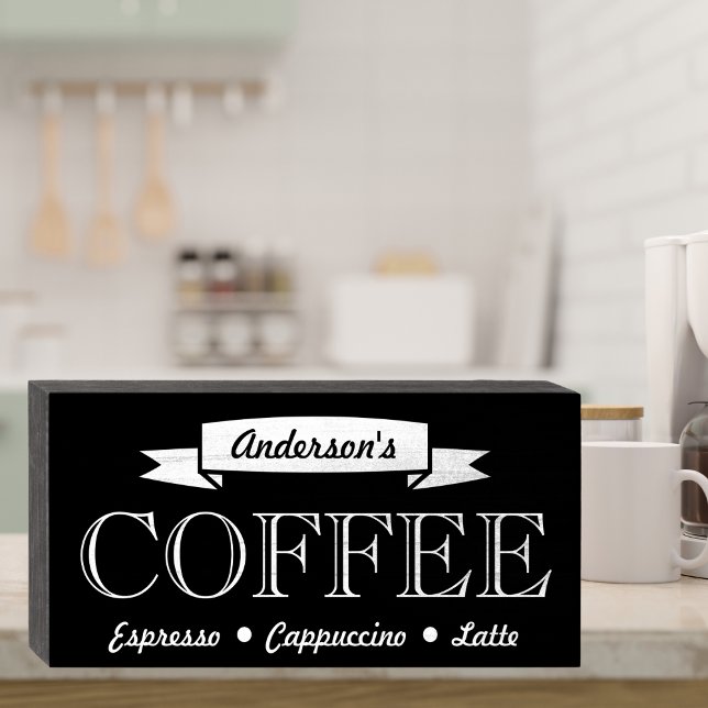 Chalkboard Style Signature Coffee Shop  Wooden Box Sign (Creator Uploaded)