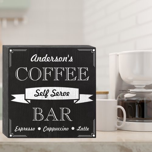 Chalkboard Style Signature Self Serve Coffee Bar Wooden Box Sign