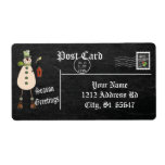 Chalkboard Style Snowman - Green Label