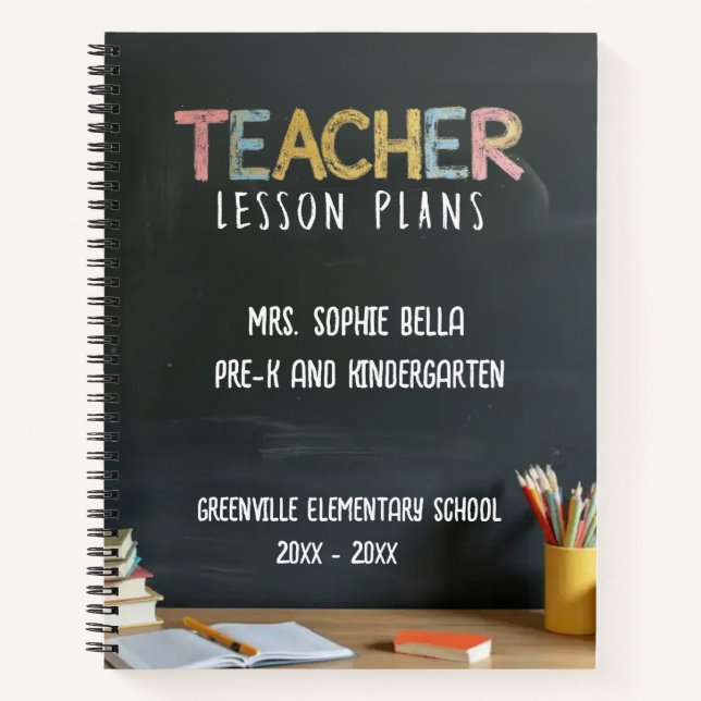Chalkboard-Style Teacher Lesson Planner Notebook (Front)