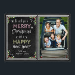 Chalkboard Style We Wish You a Merry Christmas Holiday Card<br><div class="desc">Cute chalkboard style Christmas card featuring chalkboard style typography,  snowflakes,  Christmas flowers and wreath. Show case your beautiful pictures inside the cute chalk drawn border.</div>