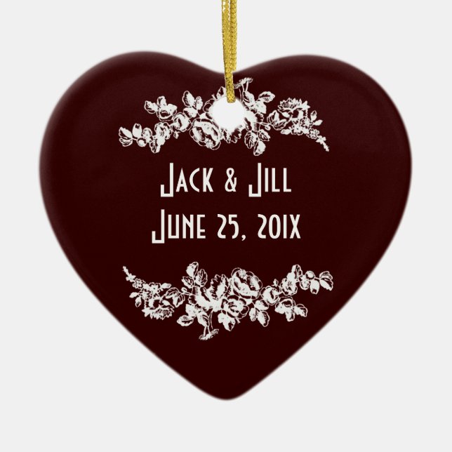 Chalkboard Style WEDDING Gift Ceramic Ornament (Front)