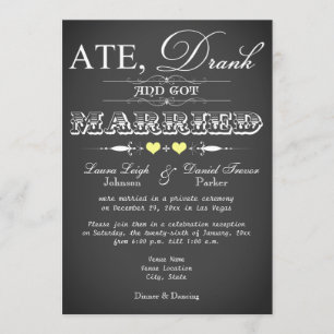 Chalkboard Style Wedding Reception Only Invite