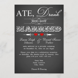 Chalkboard Style Wedding Reception Only Invite