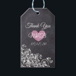 Chalkboard Style Wedding Thank You Gift Tag<br><div class="desc">Personalized Wedding Gift Tag with chalkboard look and pink heart.</div>