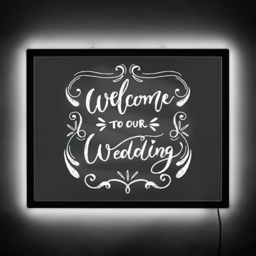 Chalkboard Style Welcome to Our Wedding  LED Sign
