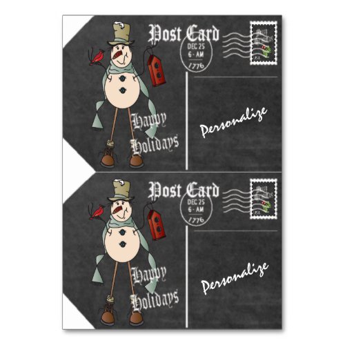 Chalkboard Styled Snowman Postcard Gift Tag Table Number