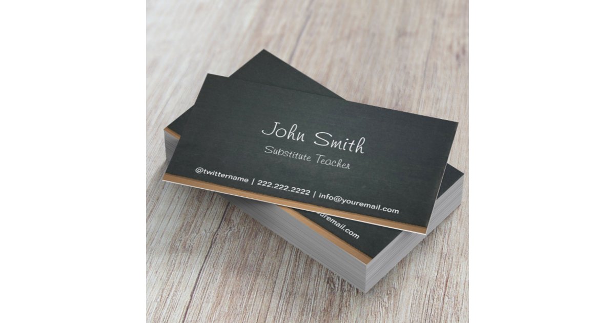 Chalkboard Substitute Teacher Simple Business Card | Zazzle