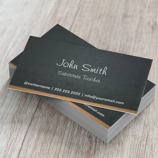 Chalkboard Substitute Teacher Simple Business Card | Zazzle