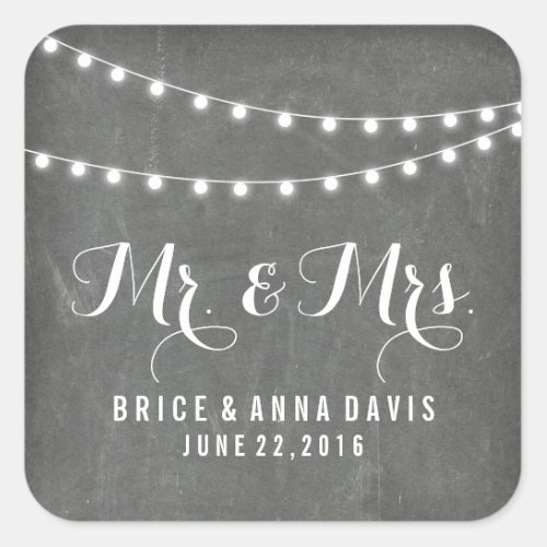 Chalkboard Summer String Light Wedding Stickers