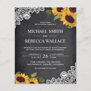 Chalkboard Sunflower Budget Wedding Invitation
