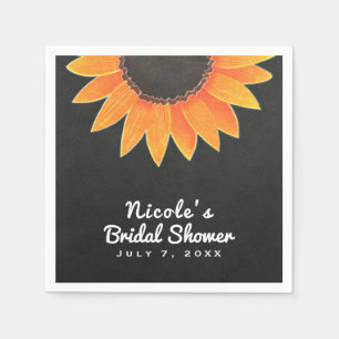 Chalkboard Sunflower Rustic Country Bridal Shower Napkins