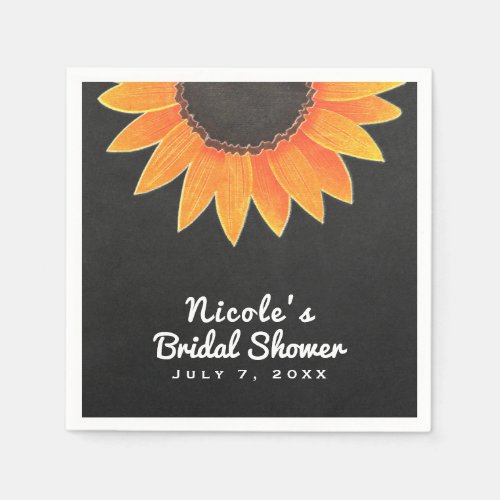 Chalkboard Sunflower Rustic Country Bridal Shower Napkins