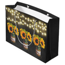 Chalkboard Sunflower Rustic String Lights Gift Bag