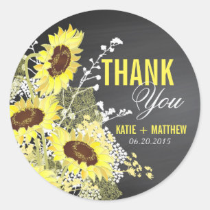 Chalkboard Sunflower Rustic Thank You Label