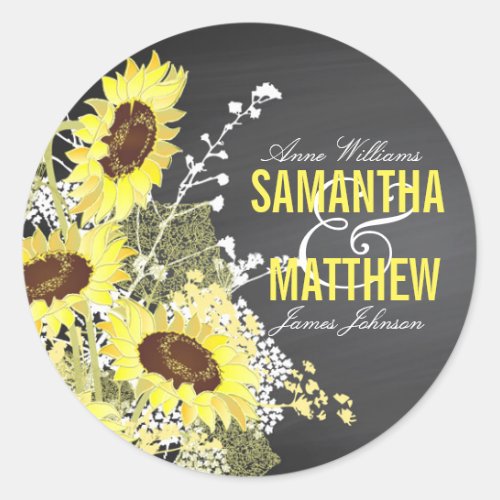 Chalkboard Sunflower Rustic Wedding Gift Label