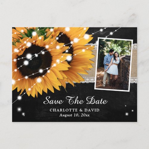 Chalkboard Sunflower Save The Date Photo Postcards