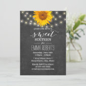 Chalkboard Sunflower & String Lights Sweet 16 Invitation (Standing Front)