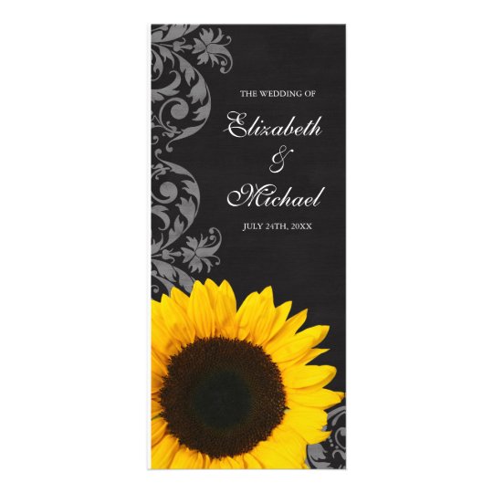 Chalkboard Sunflower Swirls Wedding Program Zazzle