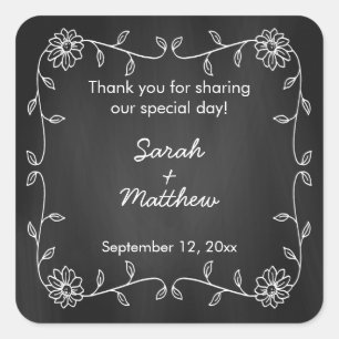 Chalkboard Sunflower Wedding Favor Stickers